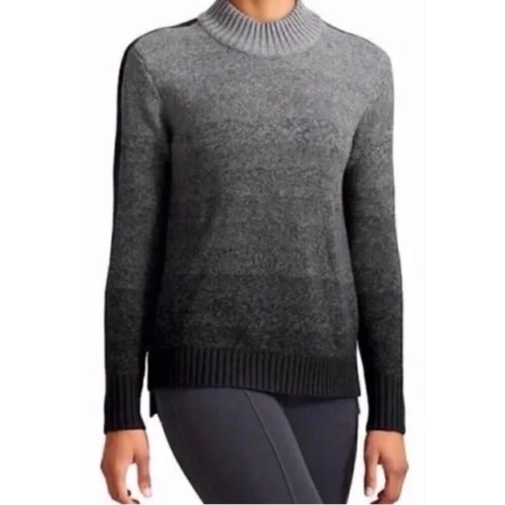 Athleta Sunset 100% Merino Wool Grey Ombre Mock Sweater Size S